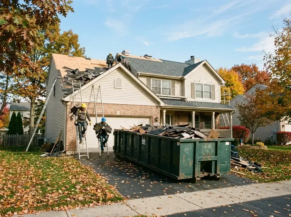 residential-roof-replacement-p-003 — on-site job work, Cheap Roll-off Dumpster Rentals in United States