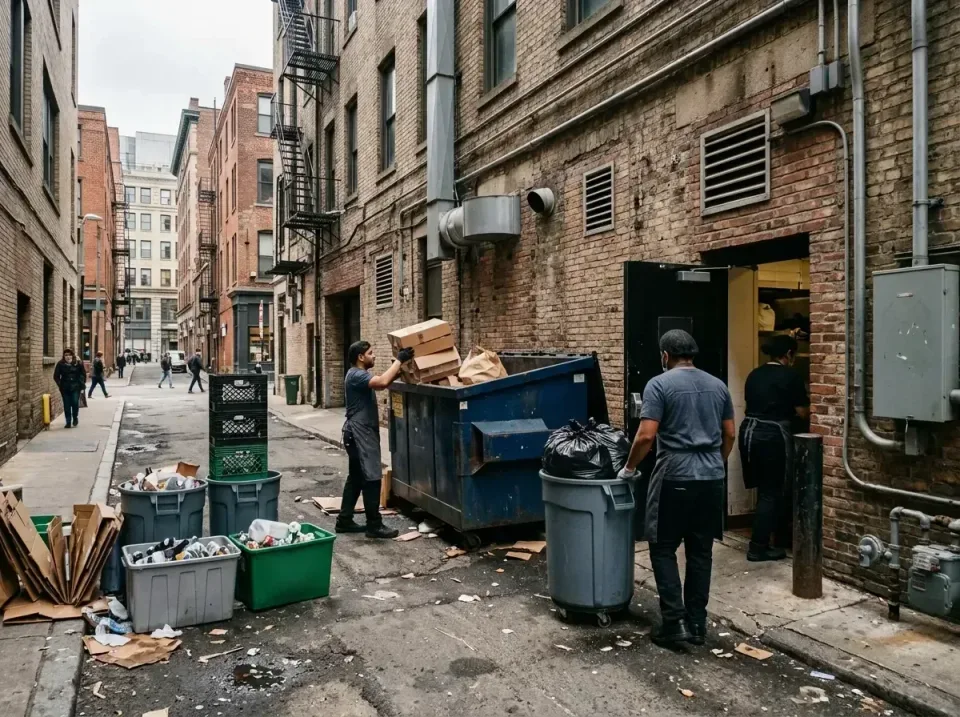 restaurant-back-alley-waste-re-002 — specialist at work, Cheap Roll-off Dumpster Rentals in United States