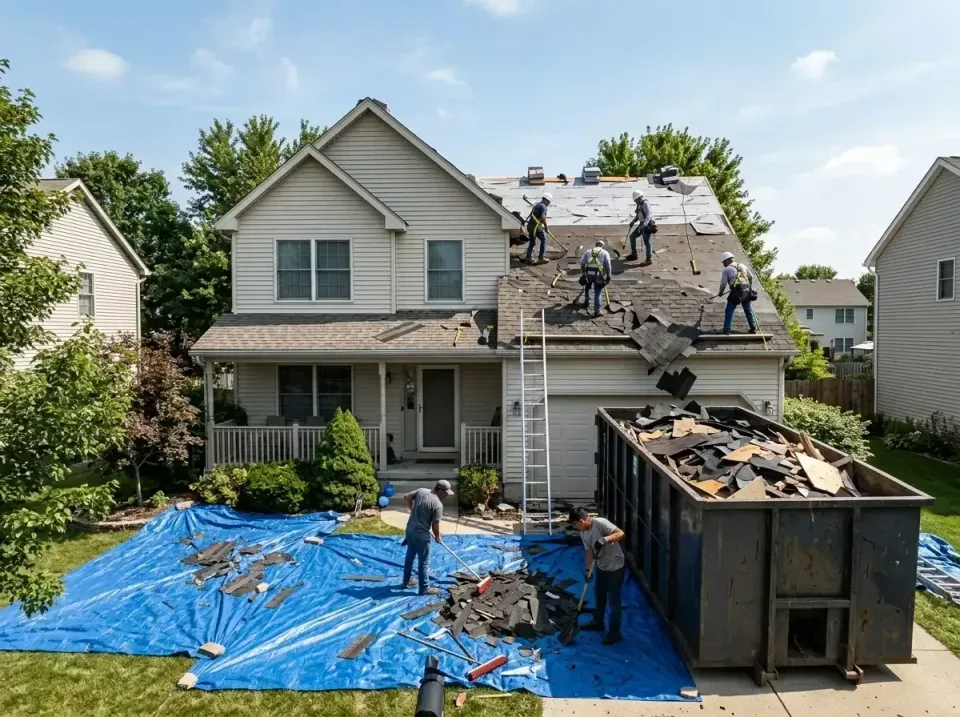 roof-replacement-debris-remova-004 — detailed close-up, Cheap Roll-off Dumpster Rentals in United States